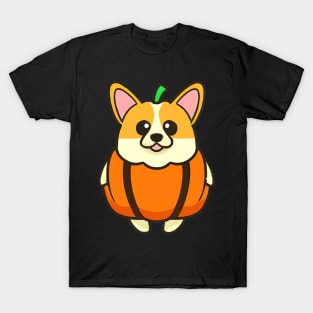 Halloween Corgi Pumpkin Costume Retro Colorful T-Shirt